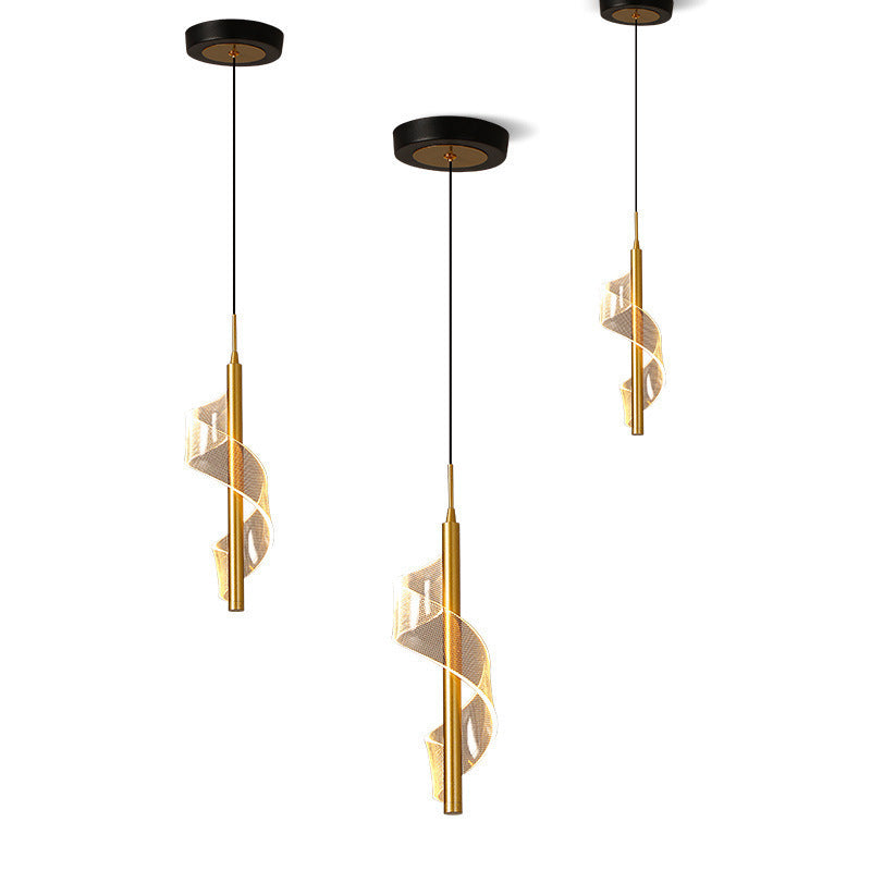 Scandinavian Curved Acrylic LED Pendant Light for Living Room