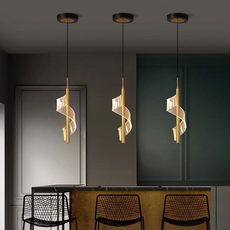Scandinavian Curved Acrylic LED Pendant Light for Living Room