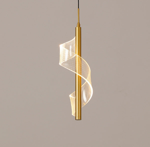 Scandinavian Curved Acrylic LED Pendant Light for Living Room
