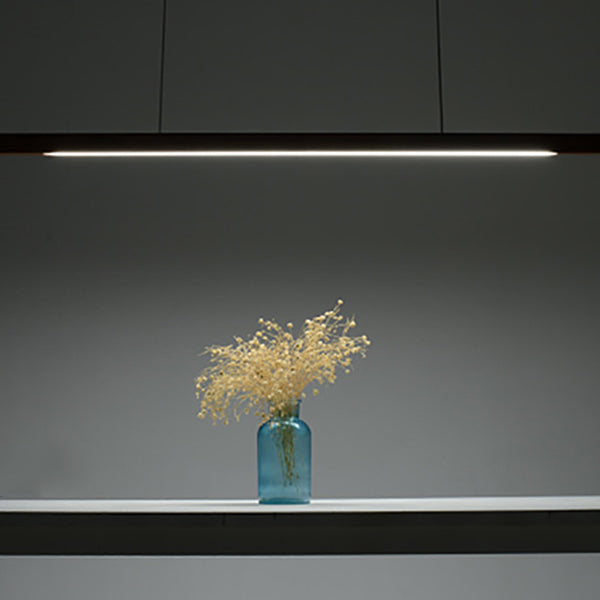 Modern Walnut Wood Aluminum LED Chandelier - Minimalist Island Light for Dining Room