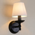 Rustic Fabric Iron 1-Light Wall Sconce for Bedroom - Traditional Round Cylinder Lamp