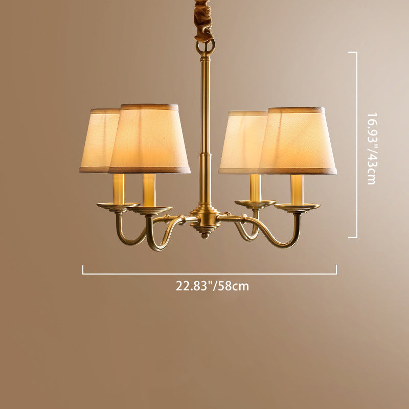 Vintage Curved Line Branch Copper Chandelier - 4/6/8 Light Living Room Fixture
