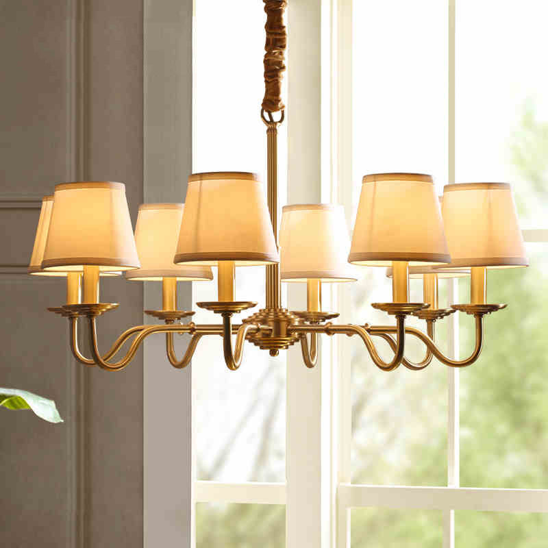 Vintage Curved Line Branch Copper Chandelier - 4/6/8 Light Living Room Fixture