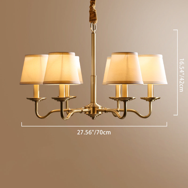 Vintage Curved Line Branch Copper Chandelier - 4/6/8 Light Living Room Fixture