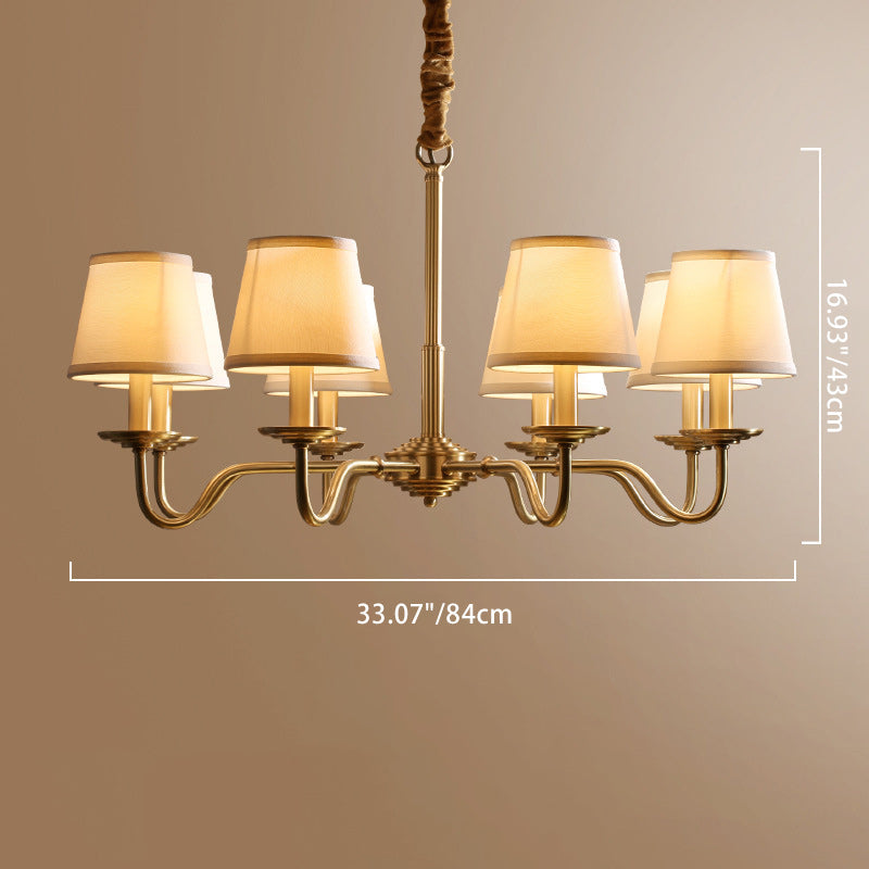 Vintage Curved Line Branch Copper Chandelier - 4/6/8 Light Living Room Fixture