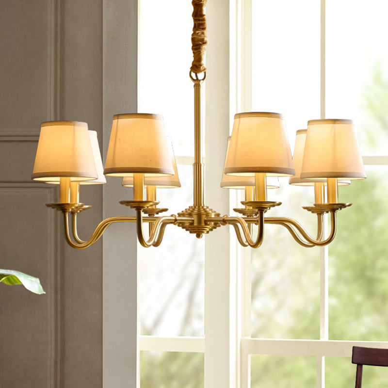 Vintage Curved Line Branch Copper Chandelier - 4/6/8 Light Living Room Fixture