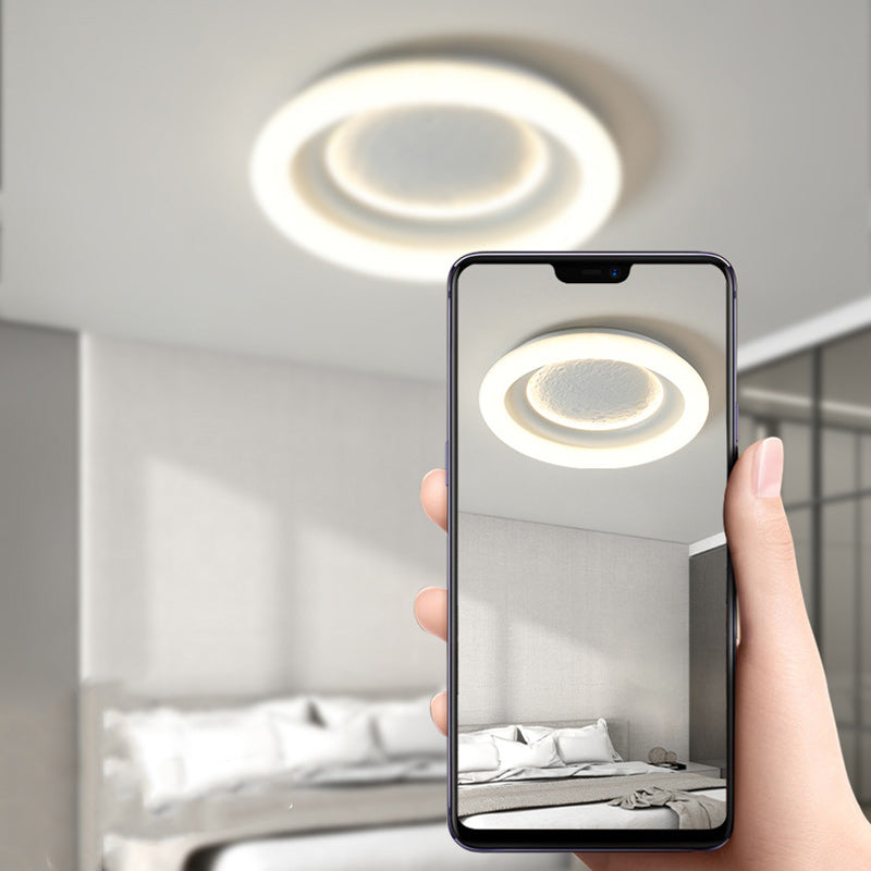Modern Minimalist Kids Round Astronaut Star PE Iron LED Flush Mount Ceiling Light for Living Room Bedroom Nursery Playroom Decor Astronaut Light Fixtures Children's Room Lighting Outer Space Theme Ceiling Lights