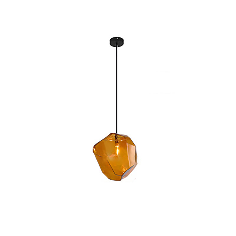 Vintage Irregular Stone Shape Glass Pendant Light for Living Room