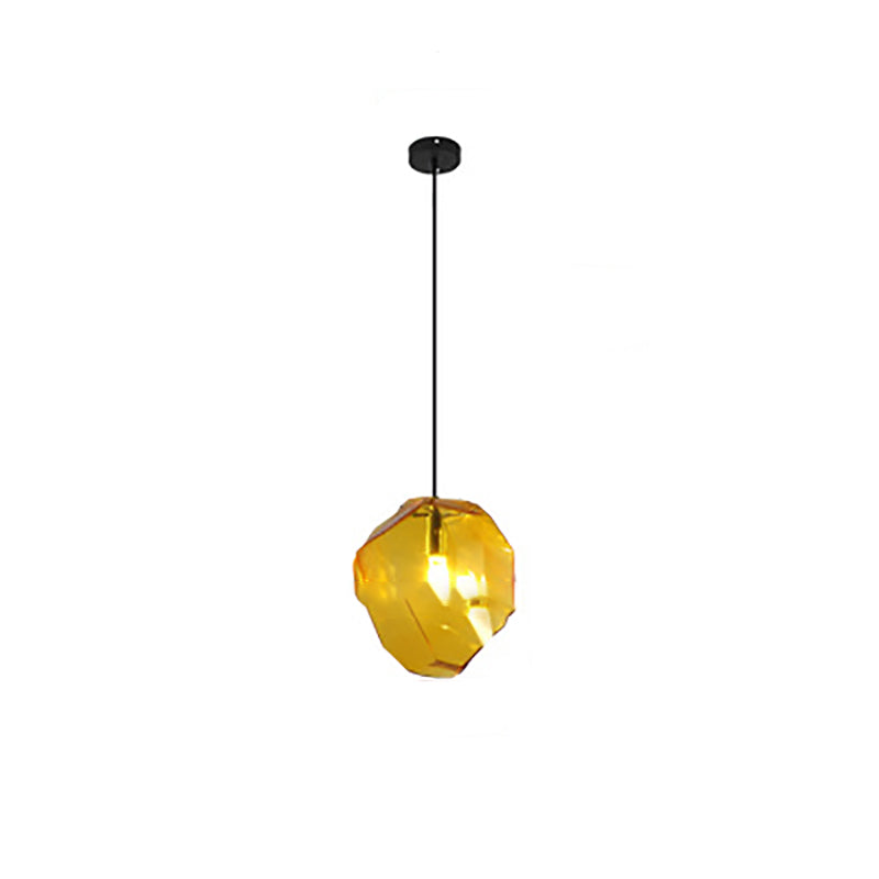 Vintage Irregular Stone Shape Glass Pendant Light for Living Room