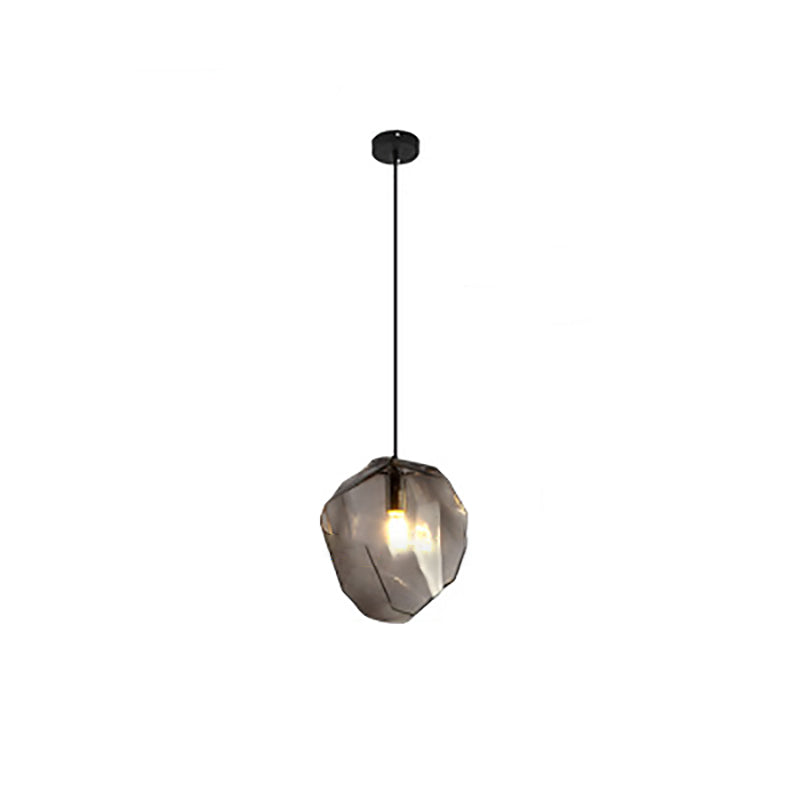 Vintage Irregular Stone Shape Glass Pendant Light for Living Room