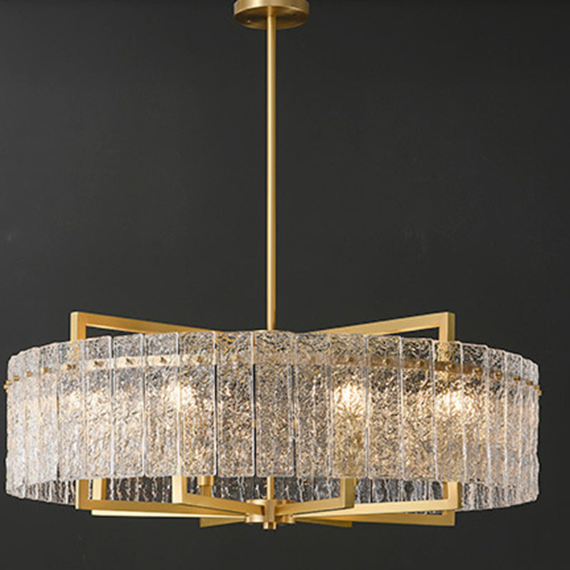 Modern Luxury Round Rectangle Glass Brass Chandelier - 5/6/8/10 Light Island Pendant for Dining Room