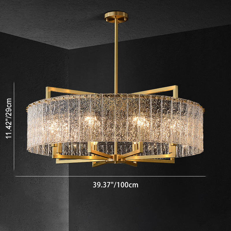 Modern Luxury Round Rectangle Glass Brass Chandelier - 5/6/8/10 Light Island Pendant for Dining Room