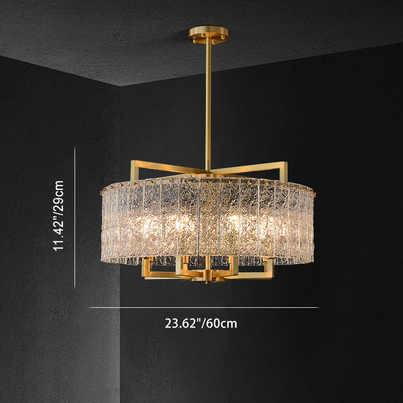 Modern Luxury Round Rectangle Glass Brass Chandelier - 5/6/8/10 Light Island Pendant for Dining Room