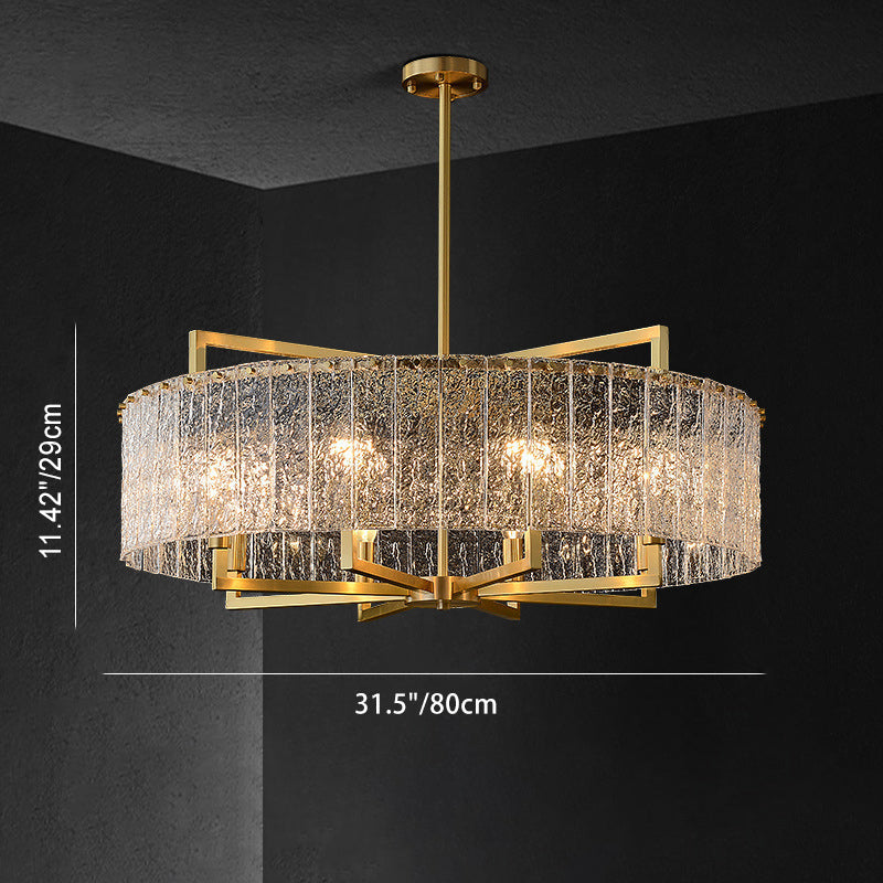 Modern Luxury Round Rectangle Glass Brass Chandelier - 5/6/8/10 Light Island Pendant for Dining Room