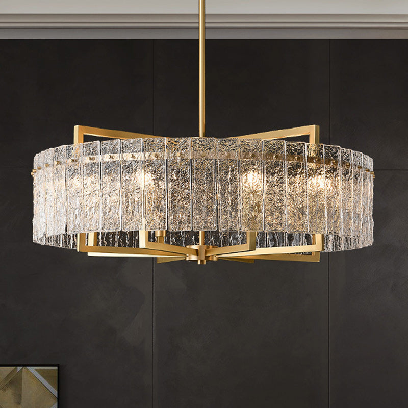 Modern Luxury Round Rectangle Glass Brass Chandelier - 5/6/8/10 Light Island Pendant for Dining Room