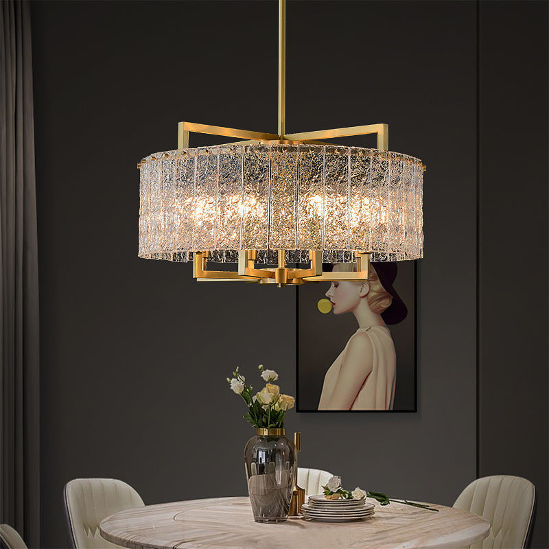 Modern Luxury Round Rectangle Glass Brass Chandelier - 5/6/8/10 Light Island Pendant for Dining Room