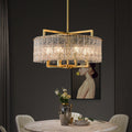 Modern Luxury Round Rectangle Glass Brass Chandelier - 5/6/8/10 Light Island Pendant for Dining Room