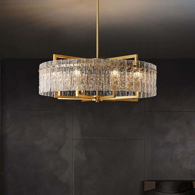 Modern Luxury Round Rectangle Glass Brass Chandelier - 5/6/8/10 Light Island Pendant for Dining Room
