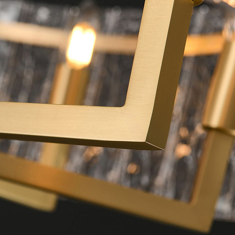 Modern Luxury Round Rectangle Glass Brass Chandelier - 5/6/8/10 Light Island Pendant for Dining Room