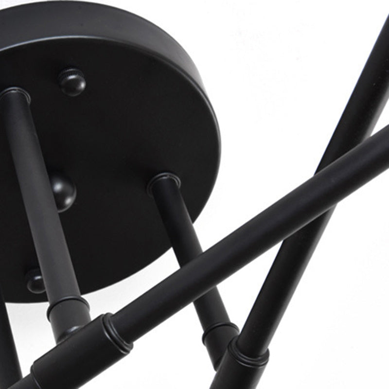 Contemporary Nordic Cross Cylinder Iron 6-Light Semi-Flush Mount Ceiling Light