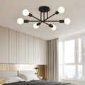 Contemporary Nordic Cross Cylinder Iron 6-Light Semi-Flush Mount Ceiling Light