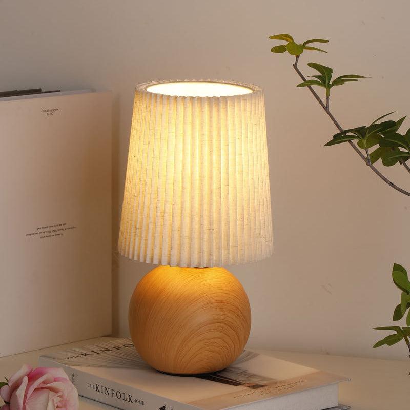 Modern Minimalist Cylinder Conical Fabric Ceramic 1-Light Table Lamp for Bedroom, Stylish Bedside Lamp, Contemporary Lighting, Home Decor, Warm White Lighting, Modern Nightstand Lamp, Ceramic Base, Minimalist Design, Unique Bedroom Light, Cozy Atmosphere,