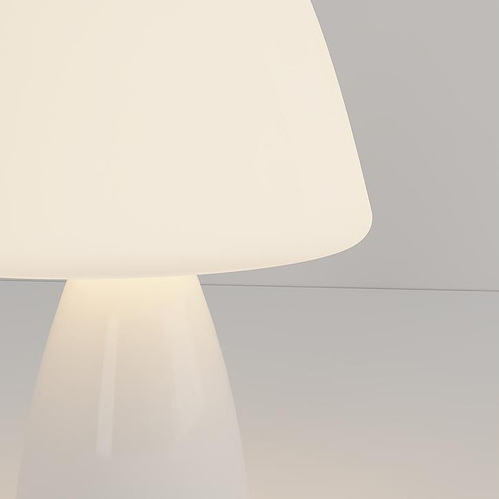 Modern Minimalist Round Cylinder Mushroom Ball PE Ceramic LED Table Lamp for Bedroom Nightstand Lighting Home Decor Accent Light Adjustable Brightness Cordless Rechargeable USB Eco-Friendly Design Contemporary Illumination Gift Idea