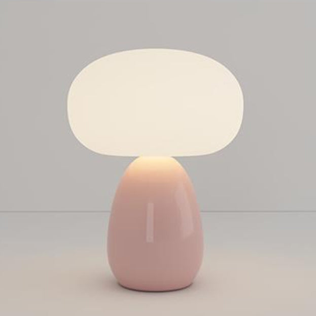 Modern Minimalist Ceramic LED Table Lamp - Round Cylinder Mushroom Design for Bedroom