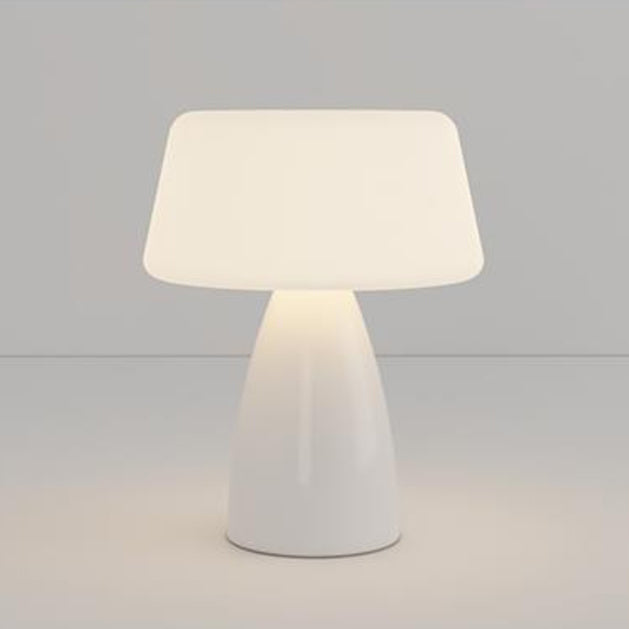 Modern Minimalist Round Cylinder Mushroom Ball PE Ceramic LED Table Lamp for Bedroom Nightstand Lighting Home Decor Accent Light Adjustable Brightness Cordless Rechargeable USB Eco-Friendly Design Contemporary Illumination Gift Idea