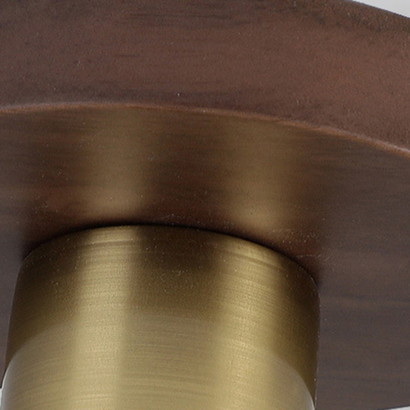 Traditional Chinese Round Orb Glass Walnut Brass Semi-Flush Mount Ceiling Light for Bedroom