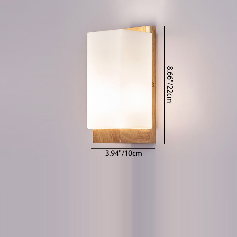 Traditional Japanese Wood & Glass 1-Light Wall Sconce for Living Room