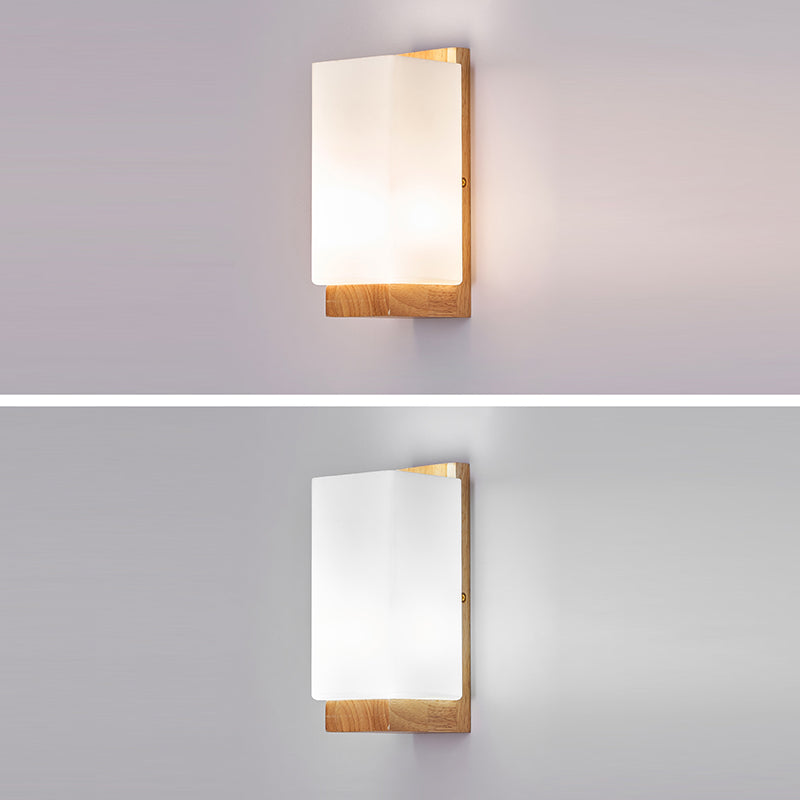 Traditional Japanese Wood & Glass 1-Light Wall Sconce for Living Room