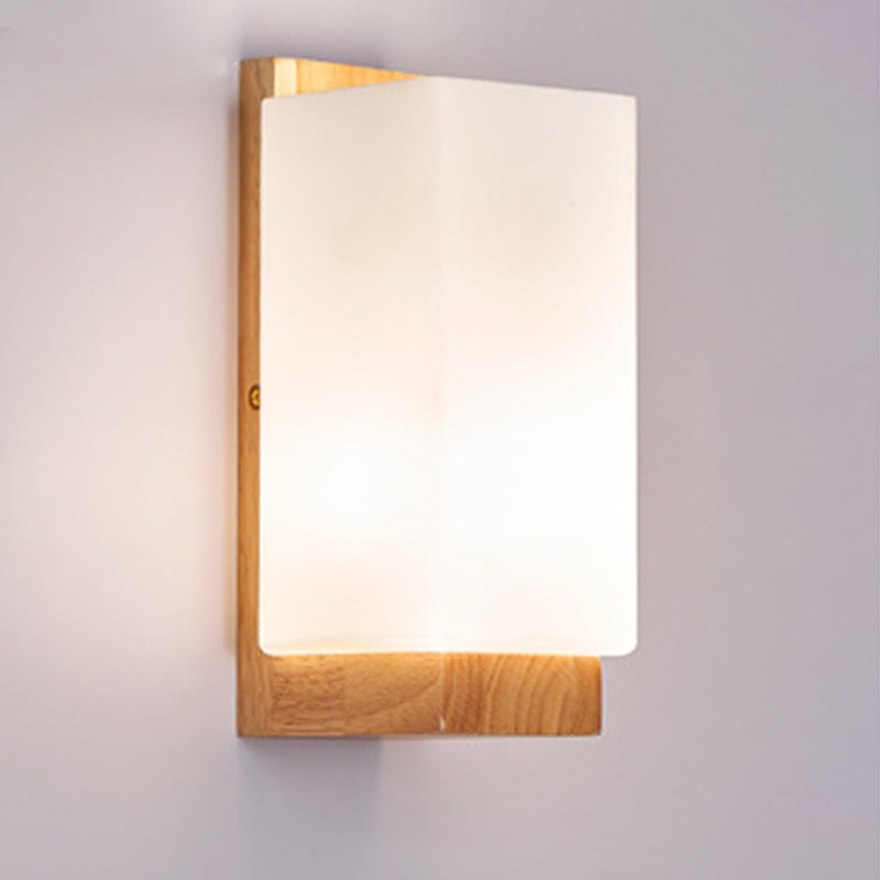 Traditional Japanese Wood & Glass 1-Light Wall Sconce for Living Room