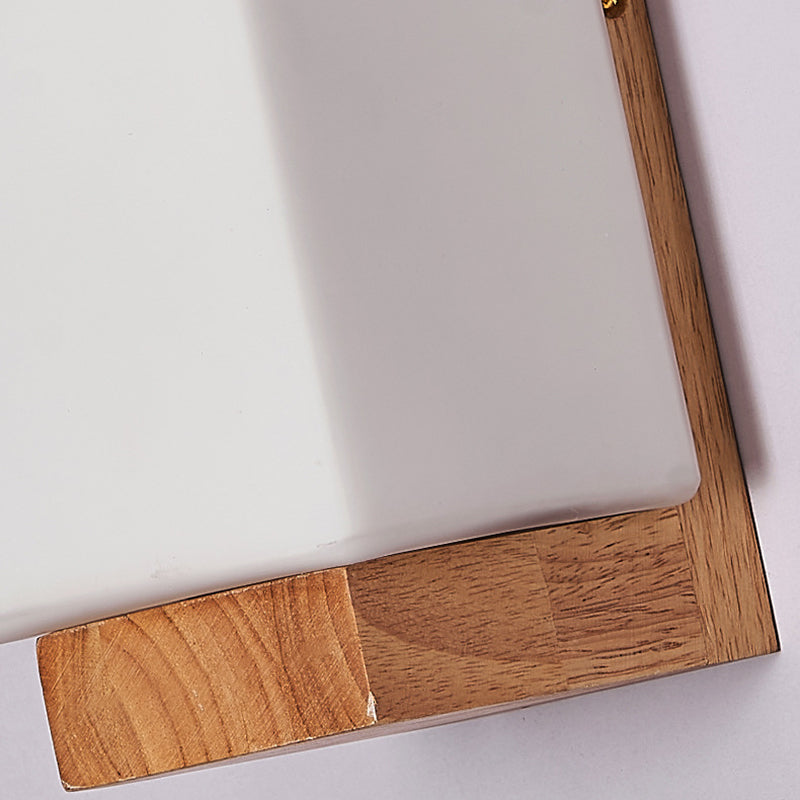 Traditional Japanese Rectangle Wood 1-Light Wall Sconce for Living Room
