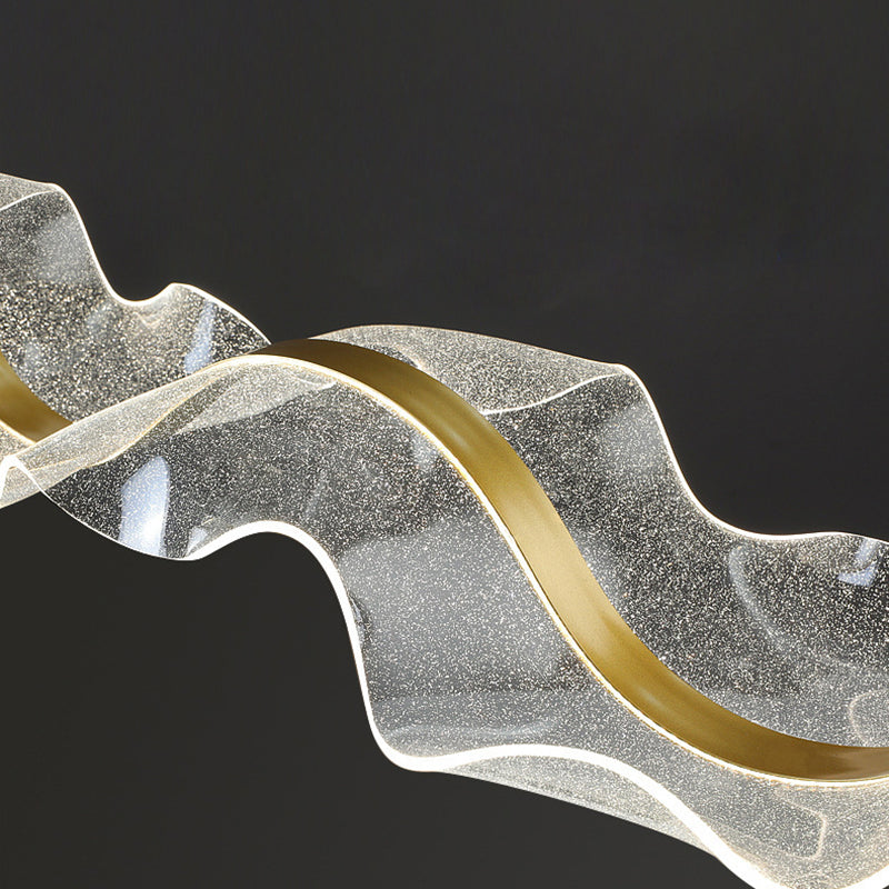 Modern Minimalist Wave Bend LED Chandelier - Acrylic and Aluminum Island Light for Living Room