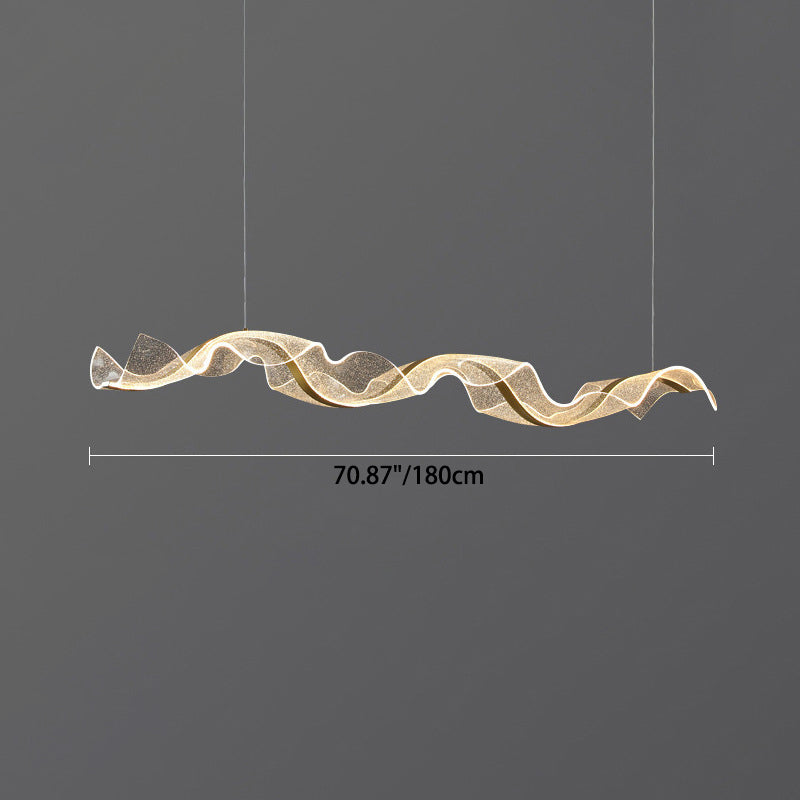 Modern Minimalist Wave Bend LED Chandelier - Acrylic and Aluminum Island Light for Living Room