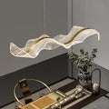 Modern Minimalist Wave Bend LED Chandelier - Acrylic and Aluminum Island Light for Living Room