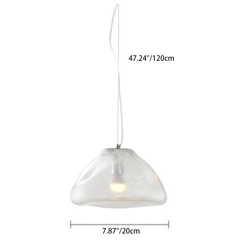 Contemporary Scandinavian Irregular Half Round Glass Pendant Light 1-Light Living Room Fixture