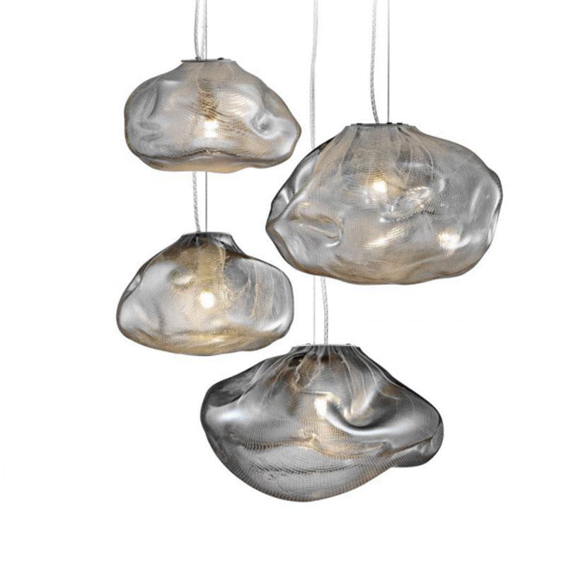Contemporary Scandinavian Irregular Half Round Glass Pendant Light 1-Light Living Room Fixture