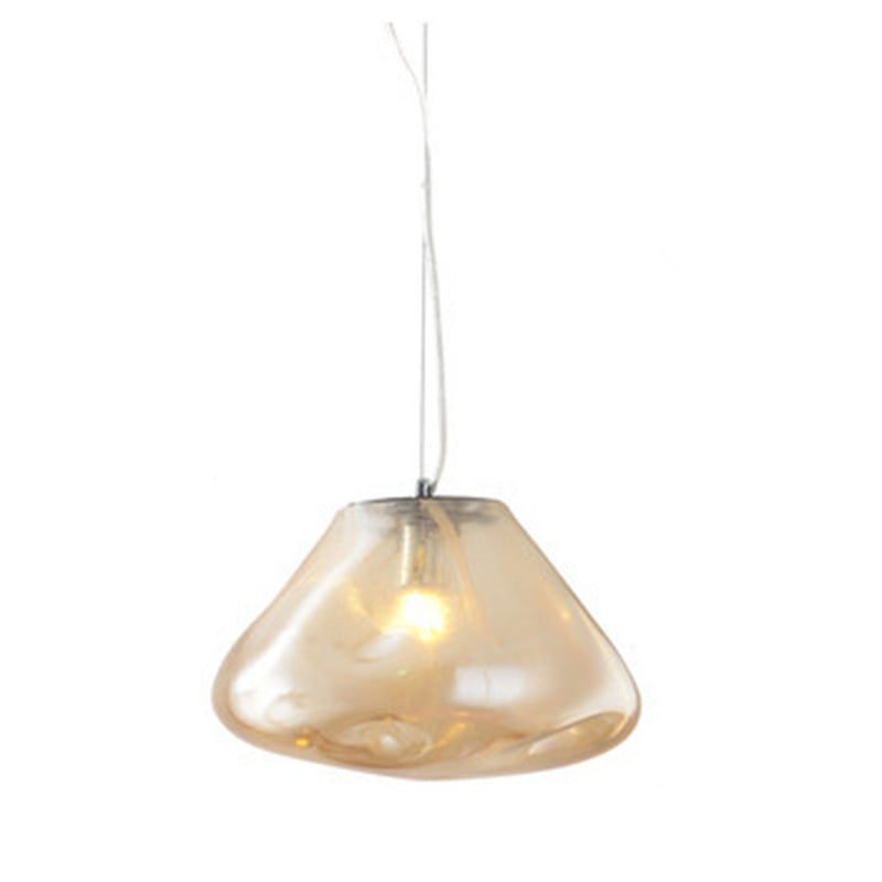 Contemporary Scandinavian Irregular Half Round Glass Pendant Light 1-Light Living Room Fixture