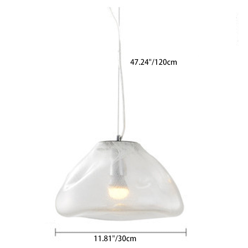 Contemporary Scandinavian Irregular Half Round Glass Pendant Light 1-Light Living Room Fixture