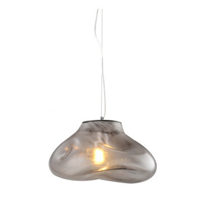Contemporary Scandinavian Irregular Half Round Glass Pendant Light 1-Light Living Room Fixture