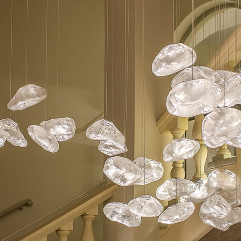 Contemporary Scandinavian Irregular Half Round Glass Pendant Light 1-Light Living Room Fixture