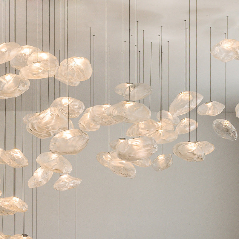 Contemporary Scandinavian Irregular Half Round Glass Pendant Light 1-Light Living Room Fixture