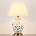 Traditional Chinese Patterned Scalloped Round Ceramic Table Lamp - 1-Light for Living Room Decor