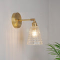 Vintage Carved Lattice Cone Flower Glass Iron Wall Sconce Lamp for Living Room