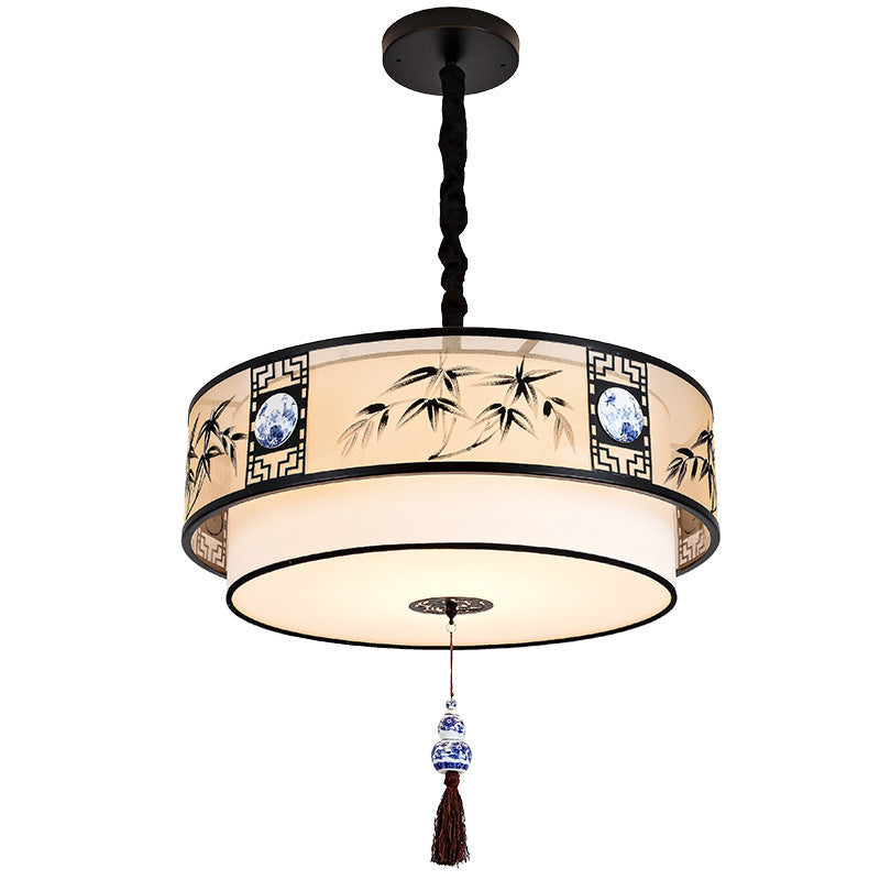 Traditional Chinese Bamboo Pattern Chandelier 3-Light Fixture for Living Room