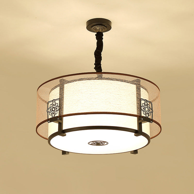Traditional Chinese Bamboo Pattern Chandelier 3-Light Fixture for Living Room