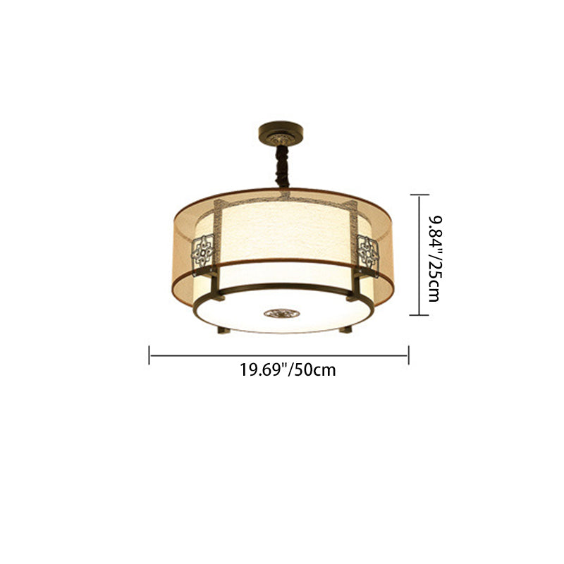 Traditional Chinese Bamboo Pattern Chandelier 3-Light Fixture for Living Room