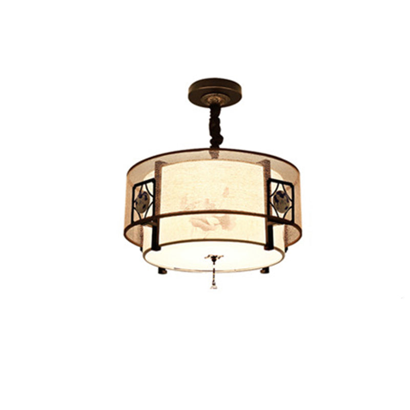 Traditional Chinese Bamboo Pattern Chandelier 3-Light Fixture for Living Room